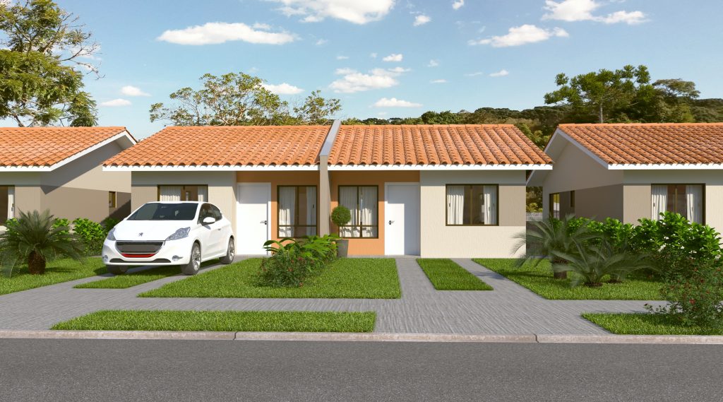 Fachada Q telhado passagem lateral